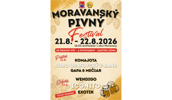Moravanský Pivný festival  21. 08. - 22. 08. 2026