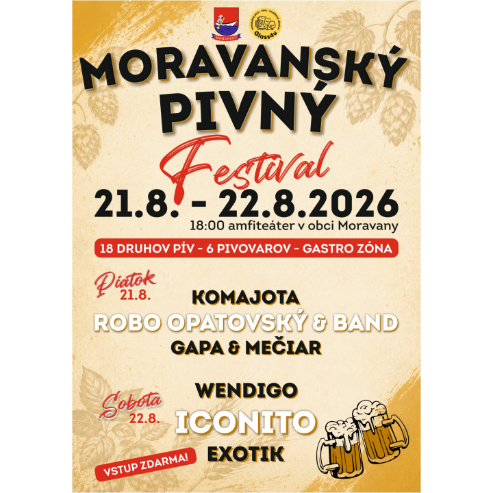 Moravanský Pivný festival  21. 08. - 22. 08. 2026